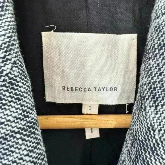 REBECCA TAYLOR Woman Blazer Size 2 Tweed cropped ruffle jacket Classic - Picture 3 of 5